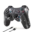 citnh wireless controller for ps3， 6-Axis High-Performance Motion Sense Dual Vibration Upgraded Gaming Controller，Perfectly adapted to ps3 and computer pc (skull blue)
