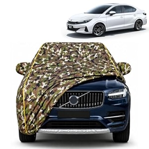 city 100 waterproof car cover  dustproof sun protection cover  soft cotton lining  triple stitched  mirror pocket  antenna pocket  all weather body cover army