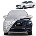City 100% Waterproof Car Cover | Dustproof Sun Protection Cover | Soft Cotton Lining | Triple Stitched | Mirror Pocket | Antenna Pocket | All Weather Body Cover (Silver with Yellow Piping)
