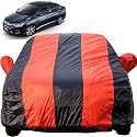 City Idtech Dustproof Car Cover with Mirror Pockets, Red Blue Stripes, Taffeta Polyster,Triple Stitched, Compatible with Honda City Idtech Car Cover (2014 to 2019), City Idtech Car Accessories