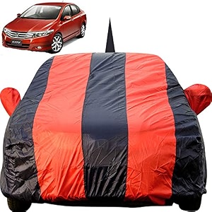 city ivtech dustproof car cover with mirror amp antenna pockets red blue stripes taffeta polystertriple stitched compatible with honda city ivtech car cover 2009 to 2013 car accessories