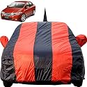 City Ivtech Dustproof Car Cover with Mirror &amp; Antenna Pockets, Red Blue Stripes, Taffeta Polyster,Triple Stitched, Compatible with Honda City Ivtech Car Cover (2009 to 2013), Car Accessories