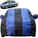 City Zx Dustproof Car Cover with Mirror Pockets, Royal Blue Stripes, Taffeta Polyster,Triple Stitched, Compatible with Honda City Zx Car Cover (2004 to 2008), City Zx Car Accessories