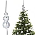 Civaner 12'' Christmas Tree Topper Vintage Disco Style Finial Tree Topper
