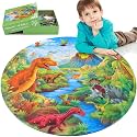 70 Piece Round Jumbo Floor Puzzle for Kids Ages 3-5, Jurassic Dinosaur