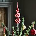 Civaner 9.8" Candy Cane Christmas Tree Topper, Finials Glass Tree Topper