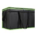 1-Pack Insulated Food Delivery Bag, XXX-Large Commercial Food Warmer for Delivery Drivers, Insulated Reusable Grocery Cooler/Hot Bags, Tote Bag for Shopping/Travel, Black with Green Edge
