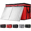 Insulated Food Delivery Bag with Hard Bottom, XXX-Large Insulated Reusable Grocery Cooler/Hot Bags, Tote Bag for Shopping/Travel, Red, 3-Pack