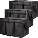 Insulated Food Delivery Bag, XXXL Grocery Cooler Bags, Black, 3-Pack