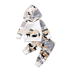 ciycuit 2pcs baby boys hoodie tops pants set dinosaur deer print sweatsuit fall winter outfits