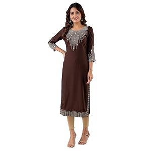 ckm women regular rayon pani zari and mirror work straight kurta  ckm1248