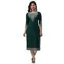CKM Women Regular Rayon Pani Zari and Mirror Work Straight Kurta | CKM1248