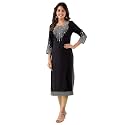 CKM Women Regular Rayon Pani Zari and Mirror Work Straight Kurta | CKM1248