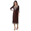 CKM Women Regular Rayon Pani Zari and Mirror Work Straight Kurta | CKM1248
