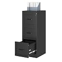 Ckzbx 3 Drawer File Cabinet with Lock, Narrow Vertical Filing Cabinet, Under Desk File Cabinets,Black Metal Dresser Cabinets for Home Office,Fit Letter/A4/Legal Size File
