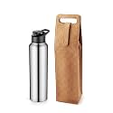 CLADD INTERNATIONAL Faux Vegan Leather Double Tone Checks Pattern Wine/Water Bottle Holder, Classic Design, Idea Use At Home, Kitchen, Office, Daily Use, Picnics, Hiking Hot/Cold Container Cover/Case Bag Tan &amp; Beige