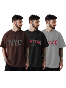 CLAfoutis Solid Men Round Neck Brown Black