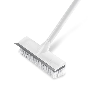 claiez 2 in 1 bathroom cleaning brush with wiper and long alloy steel handle white scrubbing tiles and floor brush efficient cleaning for wall kitchen