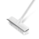 Claiez 2 in 1 Bathroom Cleaning Brush with Wiper and Long Alloy Steel Handle White Scrubbing Tiles and Floor Brush Efficient Cleaning for Wall, Kitchen,