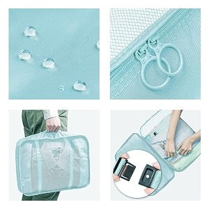claiez 7 pcs travel organizer pouch packing cubes for clothes space savers bags cosmeticsunderwearsocksshoes toiletry bag laundry organiserskyblue