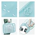 Claiez 7 Pcs Travel Organizer Pouch Packing Cubes for Clothes Space Savers Bags Cosmetics/Underwear/Socks/Shoes Toiletry Bag Laundry Organiser(Skyblue)