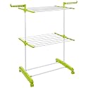Claiez Clothes Stand for Drying, Premium Cloth Stand for Drying Clothes Foldable Space Saving Compact Portable Laundry Drying Rack Rotatable Arms for Hangers Indoor-Outdoor