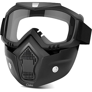 claiez goggle mask anti scratch uv protective open face amp eyewear windproof dirt shield adjustable strap soft foam padded detachable for cycling bike off road racing riding unisex silver