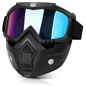 claiez goggle mask anti scratch uv protective open face amp eyewear windproof dirt shield adjustable strap soft foam padded detachable for cycling bike off road racing riding unisex silver