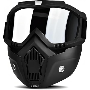 claiez goggle mask anti scratch uv protective open face amp eyewear windproof dirt shield adjustable strap soft foam padded detachable for cycling bike off road racing riding unisex silver