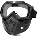 Claiez Goggle Mask Anti Scratch UV Protective Open Face &amp; Eyewear Windproof Dirt Shield Adjustable Strap Soft Foam Padded Detachable for Cycling Bike Off Road Racing Riding Unisex (Silver)