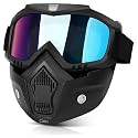 Claiez Goggle Mask Anti Scratch UV Protective Open Face &amp; Eyewear Windproof Dirt Shield Adjustable Strap Soft Foam Padded Detachable for Cycling Bike Off Road Racing Riding Unisex (Silver)