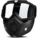 Claiez Goggle Mask Anti Scratch UV Protective Open Face &amp; Eyewear Windproof Dirt Shield Adjustable Strap Soft Foam Padded Detachable for Cycling Bike Off Road Racing Riding Unisex (Silver)