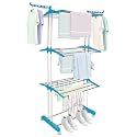 Claiez - Premium Heavy Duty Stainless Steel Foldable Cloth Drying Stand/Clothes Stand for Drying/Cloth Stand/Clothes Dryer/Laundry Racks for Drying for Indoor/Outdoor/Balcony (3 Tier) Blue