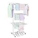 Claiez - Premium Heavy Duty Stainless Steel Foldable Cloth Drying Stand/Clothes Stand for Drying/Cloth Stand/Clothes Dryer/Laundry Racks (3 Tier) White
