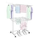 Claiez - Premium Heavy Duty Stainless Steel Foldable Cloth Drying Stand/Clothes Stand for Drying/Cloth Stand/Clothes Dryer/Laundry Racks (2 Tier) White