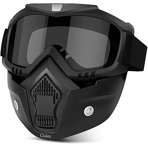 claiez goggle mask anti scratch uv protective open face amp eyewear windproof dirt shield adjustable strap soft foam padded detachable for cycling bike off road racing riding unisex silver