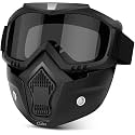 Claiez Goggle Mask Anti Scratch UV Protective Open Face & Eyewear Windproof Dirt Shield Adjustable Strap Soft Foam Padded Detachable for Cycling Bike Off Road Racing Riding Unisex (Silver)