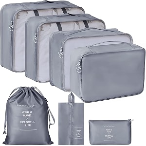 claiez travel organizer bag storage printed clothes space savers bags cosmeticsunderwearsocksshoes organizer makeup bags organizer packing cubes with shoe bag for travel grey