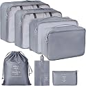Claiez Travel Organizer Bag Storage Printed Clothes Space Savers Bags Cosmetics/Underwear/Socks/Shoes Organizer Makeup Bags Organizer Packing Cubes with Shoe Bag for travel (Grey)