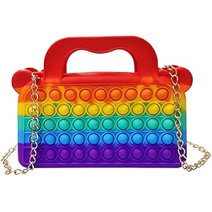 clapone women 2 in 1 purse push popper bubbles sensory simple stationary bag poppet pencil case fidget toys big pouch multicolors pursh