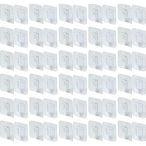 clapone 30 pack double sided adhesive wall hooks self-adhesive nail free no damage multi-purpose hooks clear picture hanging sticky wall hooks for bathroom kitchen office hanging