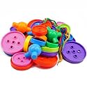 CLAPONE Kid Colorful Wooden Board Game Domino Blocks Game Set: Educational Toy for Building, Stacking, Toppling, and Tumbling (2 in 1 Purse Push Popper Bubbles (Plastic Block, Button)