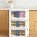 Foldable Plastic Cupboard Rack for Storage Kitchen Versatile &amp; Sturdy Wardrobe for Clothes Storage Organizer Closet for Bedroom Living Room Laundry (Primiam White, 3 Pieces)