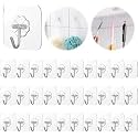 CLAPONE Self Adhesive Wall Hooks, 30 Pcs Heavy Duty Hooks for Hanging No Damage, Transparent Seamless Waterproof Rustproof Stainless Steel Bathroom Shower Outdoor Kitchen Towel Coats Hooks