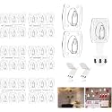 CLAPONE Small Decorating Clips, Damage Free Hanging Light Clips with Adhesive Strips, No Tools Small Wall Clips for Hanging Lights and Cables, 80 Clear Clips
