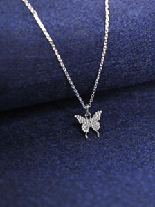 clara fia butterfly platinum cubic zirconia sterling silver pendant