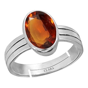 clara gomed hessonite 75cts or 825ratti stone silver adjustable ring for men