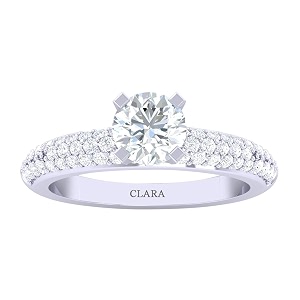 Clara 925 Silver Round Solitaire Ring Gift