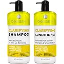 Clarifying Shampoo and Conditioner Set - Sulfate Free Hair Care Products for Women and Men - Build Up Remover for Curly, Straight, Color Treated, Oily and Black Hair - Hydrating Dry Split Ends Formula