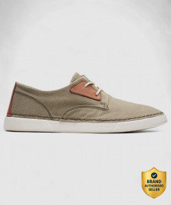 Clarks Gereld Tie Olive Textile Casuals For